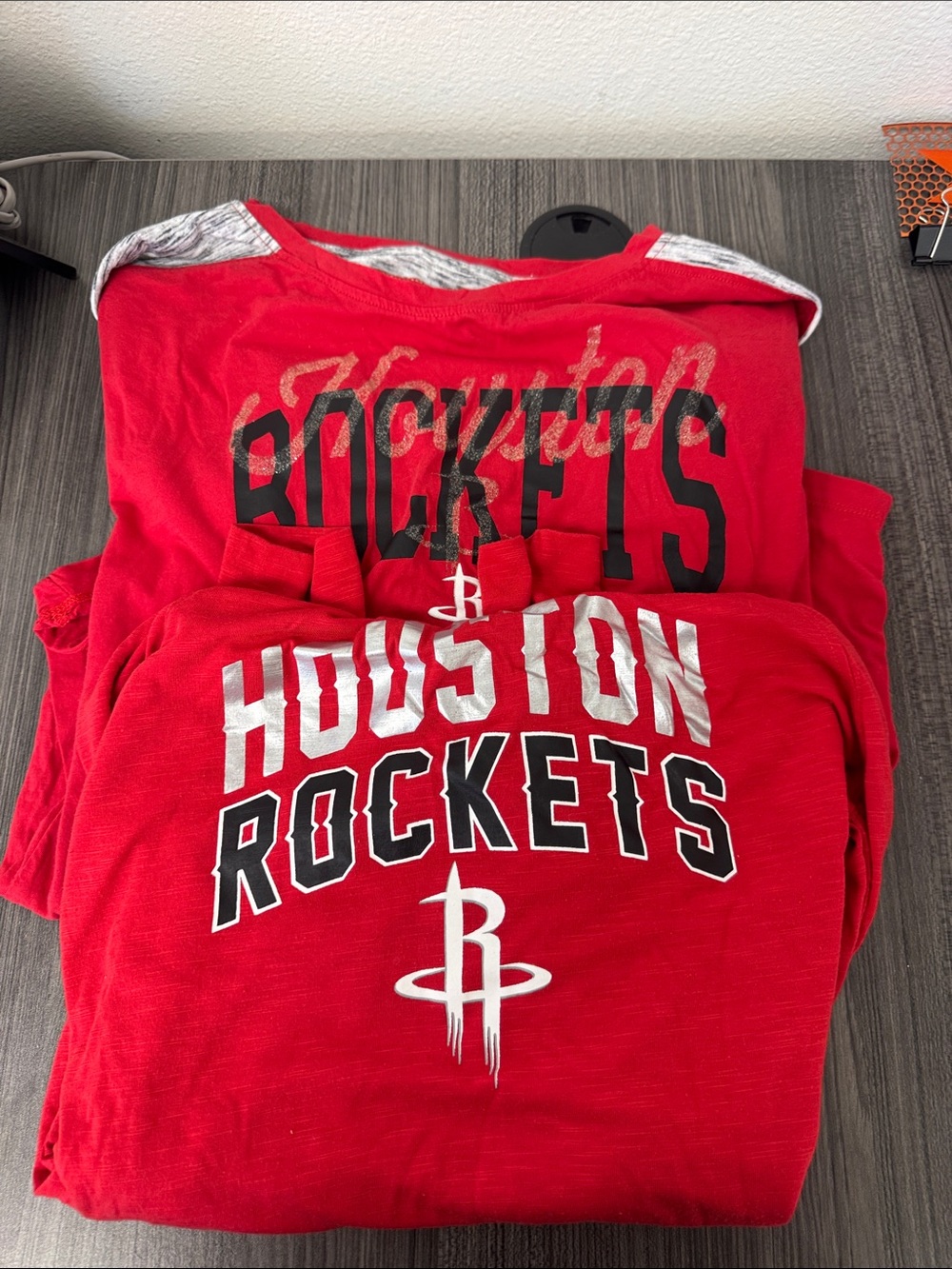 2 each Houston Rockets women’s long sleeve Tee size S/M